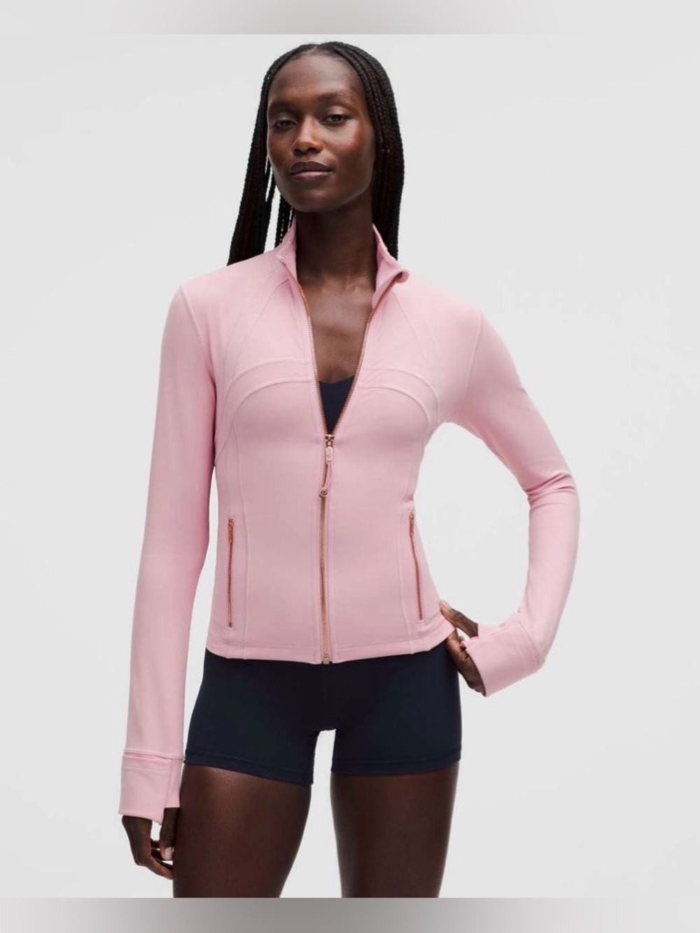 Lululemon Define Cropped Jacket Nulu Pink Haze Rose Gold Copper Zipper SZ 6 NWT